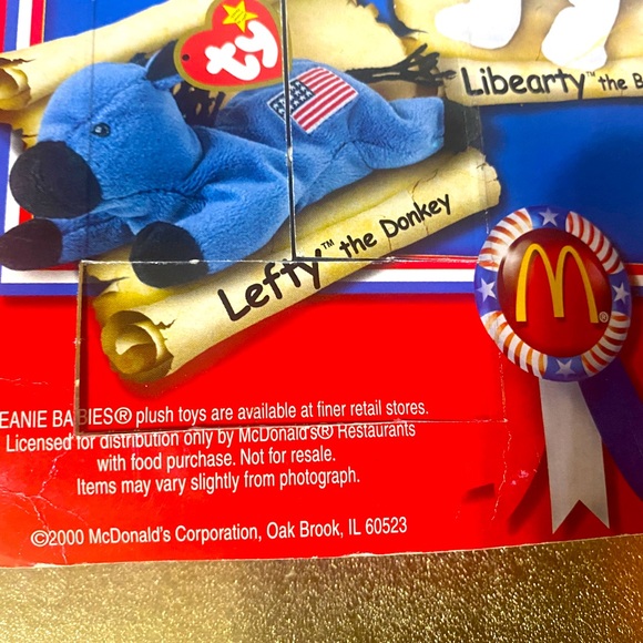 Ty BEANIE BABIES LEFTY THE DONKEY NEW McDONALDS VTG 2000 TOY PLUSH - Picture 8 of 8
